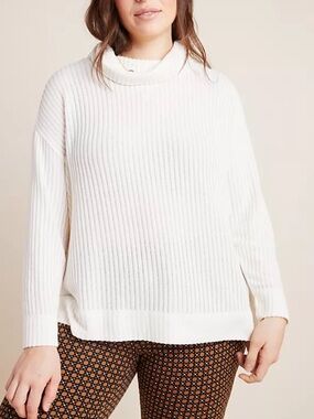 Anthropologie Maeve Vanna Cowl Neck Ribbed Pullover Sweater | Large